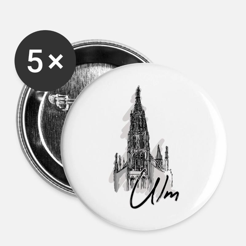 Ulm - Confezione da 5 spille grandi (56 mm) - bianco