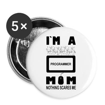 Je suis une maman programmeuse Rien ne me fait peur - Lot de 5 grands badges (56 mm) - blanc - Devant