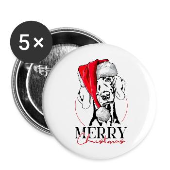 Père Noël Braque de Weimar joyeux Noël chien Wilsigns - Lot de 5 grands badges (56 mm) - blanc - Devant