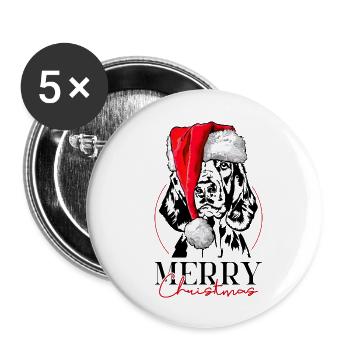 Santa Welsh Springer Spaniel Merry Christmas - Buttons large 2.2''/56 mm (5-pack) - white - Front