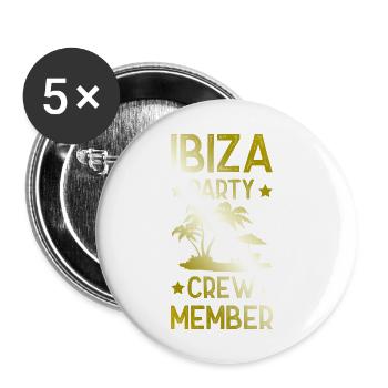 Ibiza Party Crew - Buttons large 2.2''/56 mm (5-pack) - white - Front