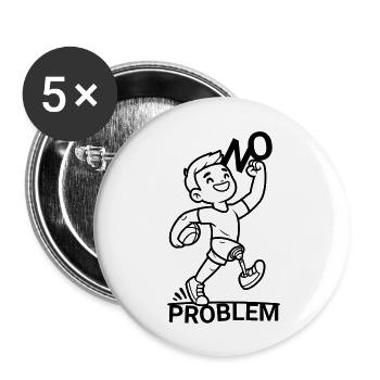 Bein Prothese ? Kein Problem ! - Buttons groß 56 mm (5er Pack) - Weiß - Vorne