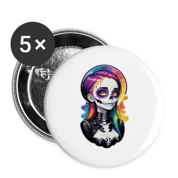 Halloween - Rock & Rainbow - Buttons large 2.2''/56 mm (5-pack) - white - Front