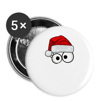 Visage de dessin animé du Père Noël avec chapeau - Lot de 5 grands badges (56 mm) - blanc - Devant
