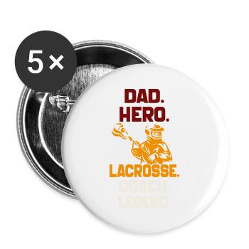 Papa Held Lacrosse Coach Legende Sport Papa Jahrgang - Buttons groß 56 mm (5er Pack) - Weiß - Vorne