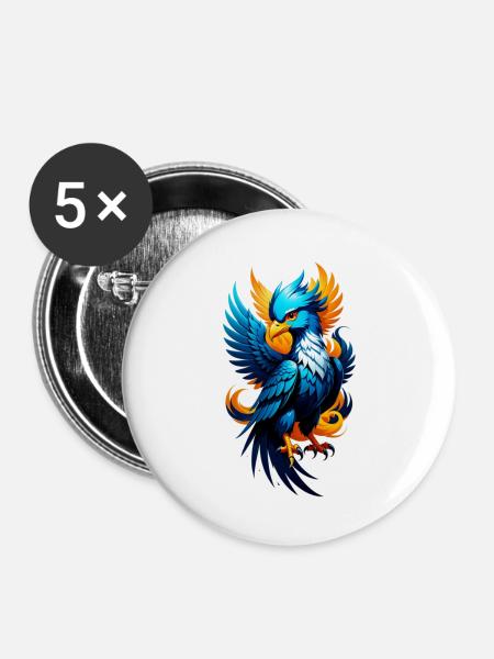 Phönix - Phönix - Feuervogel - Buttons groß 56 mm (5er Pack) - Weiß
