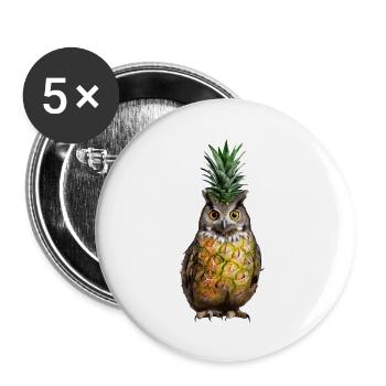 Owl Pineapple - Buttons large 2.2''/56 mm (5-pack) - white - Front