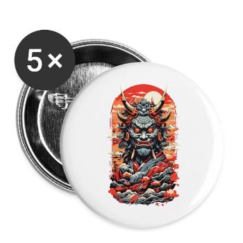Vintage Japan Oni Demon Ukiyo-E Otaku Design - Buttons large 2.2''/56 mm (5-pack) - white - Front