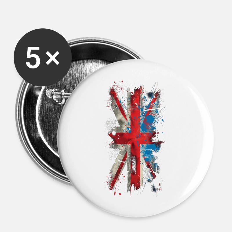 Grunge Union Jack - Buttons large 2.2''/56 mm (5-pack) - white