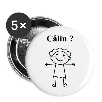 Fais moi un câlin - Lot de 5 grands badges (56 mm) - blanc - Devant