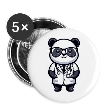 Cute Panda Doctor - Buttons large 2.2''/56 mm (5-pack) - white - Front