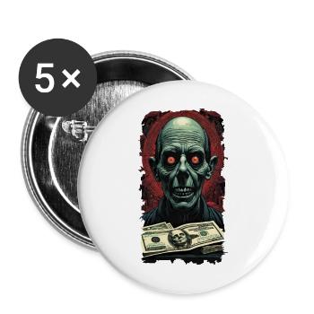 666moneyzombie No. 5 - Buttons groß 56 mm (5er Pack) - Weiß - Vorne