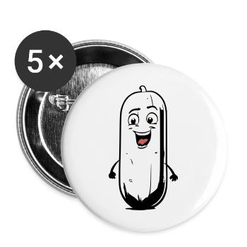 Comic Cucumber - Buttons large 2.2''/56 mm (5-pack) - white - Front