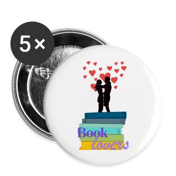 Amoureux des livres - Lot de 5 grands badges (56 mm) - blanc - Devant