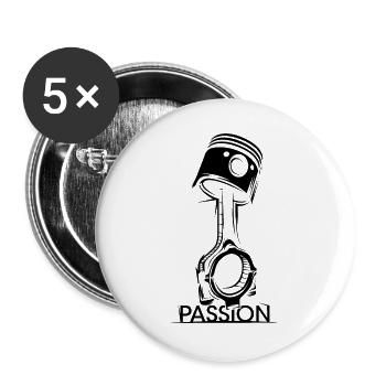 Kolben Tuner Passion Symbol Auto Tuning icon Logo - Buttons groß 56 mm (5er Pack) - Weiß - Vorne