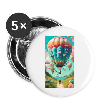 Ballon-Ballon - Buttons groß 56 mm (5er Pack) - Weiß - Vorne