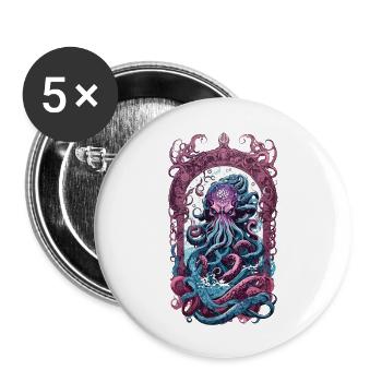 Kraken Goth Pastell okkult Halloween Seeungeheuer - Buttons groß 56 mm (5er Pack) - Weiß - Vorne