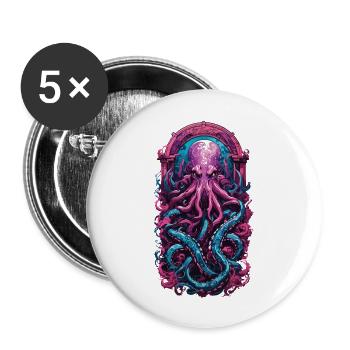 Kraken Gothique Occulte Pastel Streetwear - Lot de 5 grands badges (56 mm) - blanc - Devant