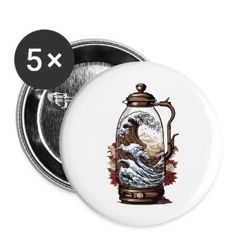 Vintage Coffee Wave Japan Aesthetic Design - Buttons large 2.2''/56 mm (5-pack) - white - Front