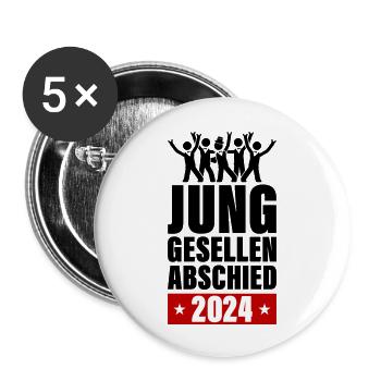Bachelor Party 2024 Bachelor Party - Buttons large 2.2''/56 mm (5-pack) - white - Front