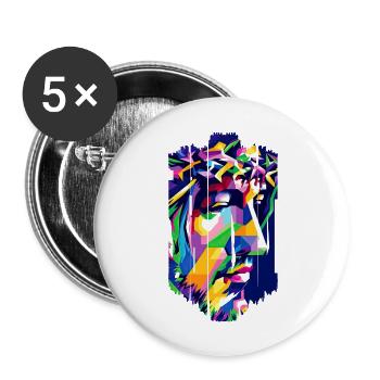 jesus bible christian religion christian cross christian - Buttons large 2.2''/56 mm (5-pack) - white - Front