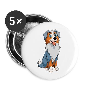 Australian Shepherd Funny - Art Drawing - Buttons large 2.2''/56 mm (5-pack) - white - Front