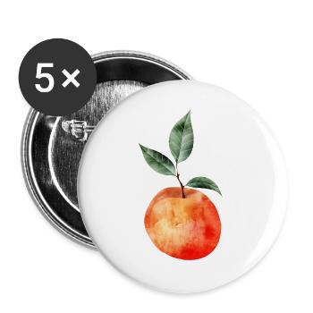 glowing peach with leaves illustration - Buttons large 2.2''/56 mm (5-pack) - white - Front