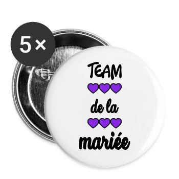 BRIDE-TO-BE. Bachelorette party. WEDDING. TEAM. TEAM BRIDAL - Buttons large 2.2''/56 mm (5-pack) - white - Front