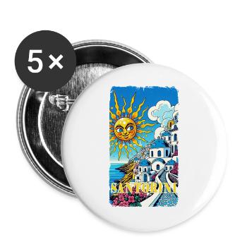 Santorini Greece vacation Akrotiri volcano - Buttons large 2.2''/56 mm (5-pack) - white - Front