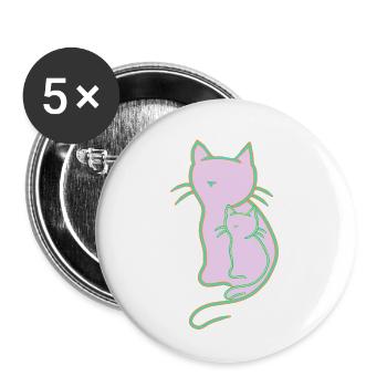 Retro Vintage Cat Mom Child Baby - Buttons large 2.2''/56 mm (5-pack) - white - Front