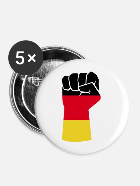 Deutsche Faust nach oben haltend - Buttons groß 56 mm (5er Pack) - Weiß