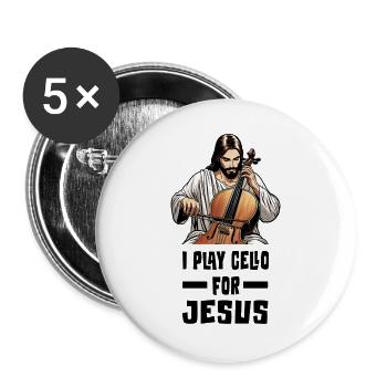 Je joue du violoncelle pour Jésus - Lot de 5 grands badges (56 mm) - blanc - Devant