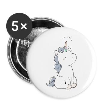 petite licorne - Lot de 5 grands badges (56 mm) - blanc - Devant