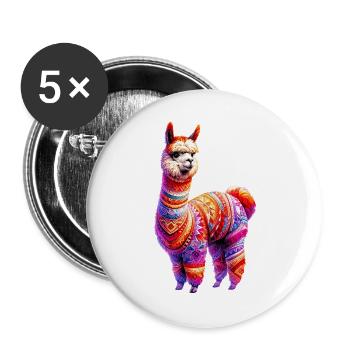 Alpaga - Lot de 5 grands badges (56 mm) - blanc - Devant