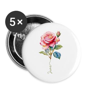 Rosa lackiert mit lebendigen Details - Buttons groß 56 mm (5er Pack) - Weiß - Vorne