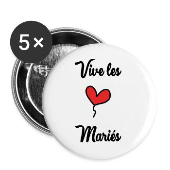 LONG LIVE THE BRIDE AND GROOM - Buttons large 2.2''/56 mm (5-pack) - white - Front