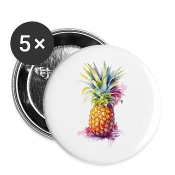 ananas - Lot de 5 grands badges (56 mm) - blanc - Devant