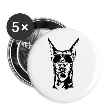 Doberman Lunettes De Soleil Chiens Sports De Chiens Wilsigns - Lot de 5 grands badges (56 mm) - blanc - Devant