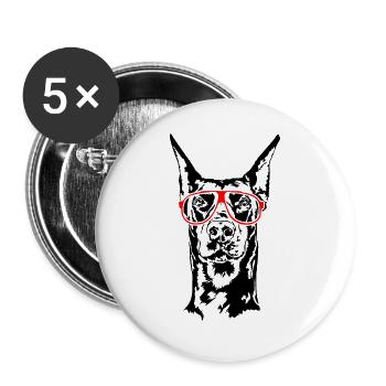 Lunettes Doberman Dobie Dogs Dog Sports Wilsigns - Lot de 5 grands badges (56 mm) - blanc - Devant