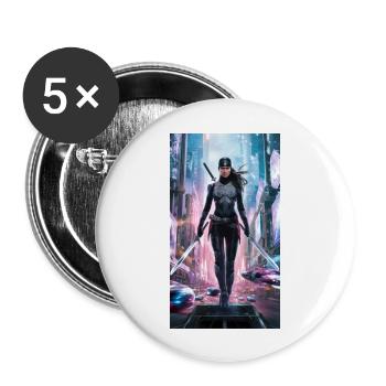 Ninja-Superhero - Buttons groß 56 mm (5er Pack) - Weiß - Vorne