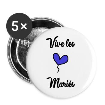 HOCHZEIT. HERZ. PAAR. ICH HABE GERADE GEHEIRATET. Junggesellinnenabschied - Buttons groß 56 mm (5er Pack) - Weiß - Vorne