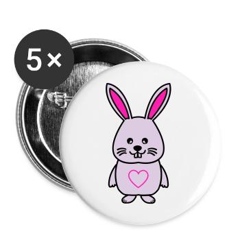 Lapin Comic Amour - Lot de 5 grands badges (56 mm) - blanc - Devant