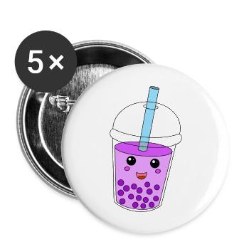 Thé à bulles - Lot de 5 grands badges (56 mm) - blanc - Devant
