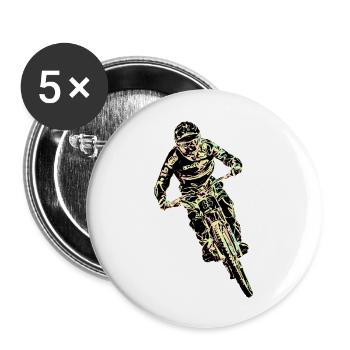 MTB-Abfahrt - Buttons groß 56 mm (5er Pack) - Weiß - Vorne