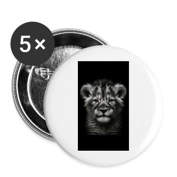 Baby Löwe - Junger König - Lion Young King - Buttons groß 56 mm (5er Pack) - Weiß - Vorne