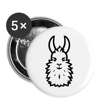 Alpaka-Lama - Buttons groß 56 mm (5er Pack) - Weiß - Vorne