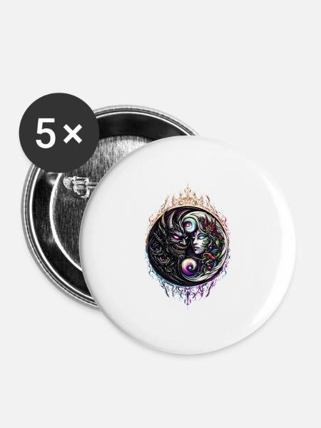 Ewige Dualität Gross - Buttons groß 56 mm (5er Pack) - Weiß