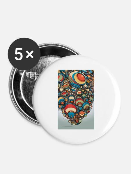 Abstrakte Karikatur von Tech-Sphären - Buttons groß 56 mm (5er Pack) - Weiß