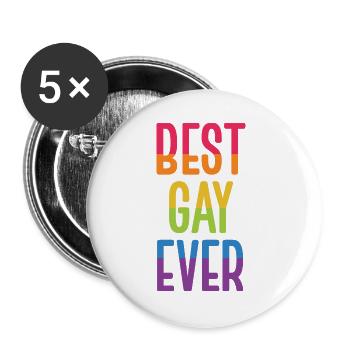 Mois de la fierté LGBT - Meilleur gay de tous les temps - Lot de 5 grands badges (56 mm) - blanc - Devant