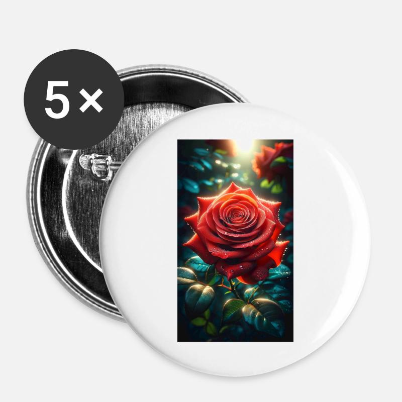 Rosen - Buttons groß 56 mm (5er Pack) - Weiß